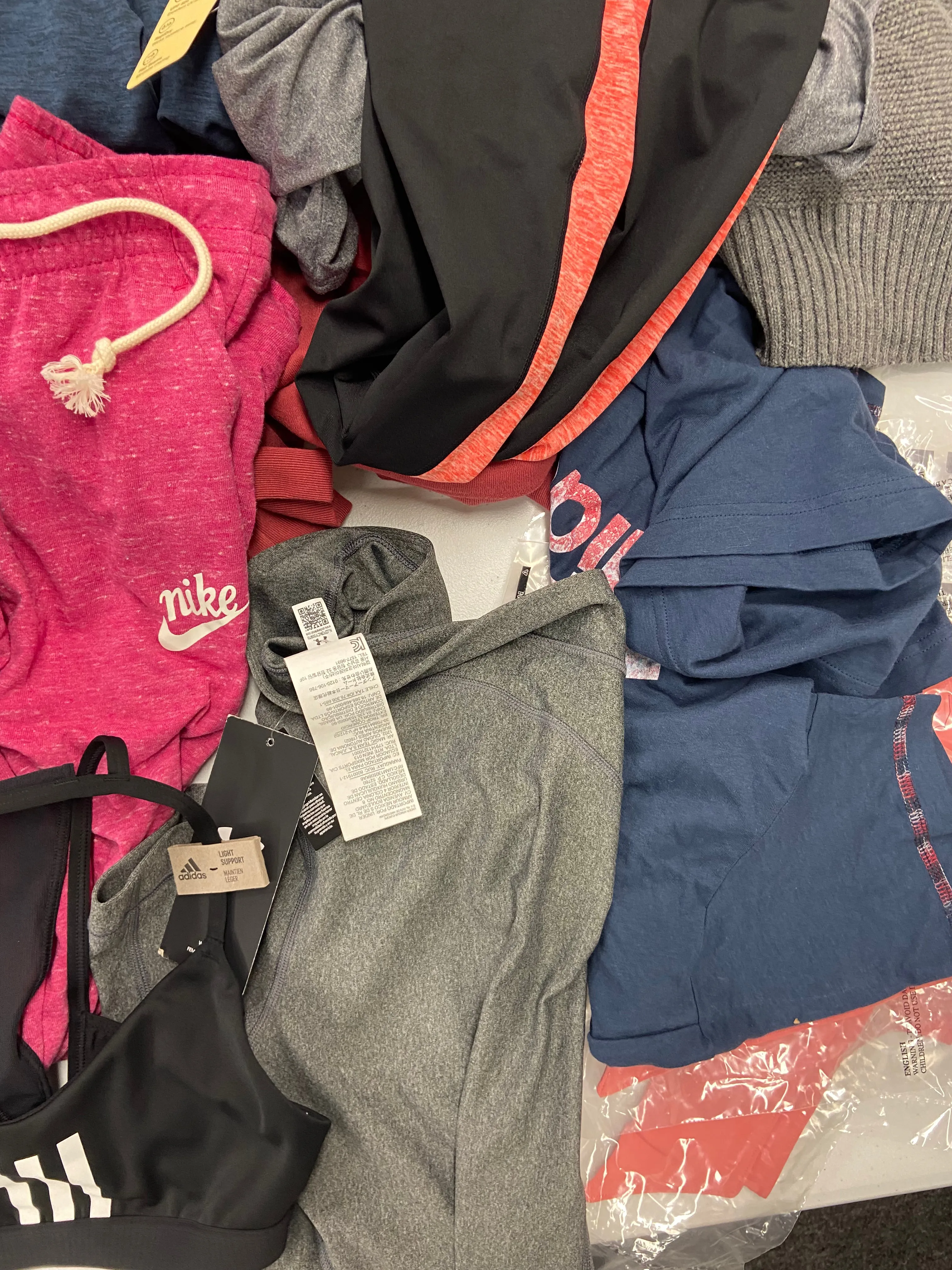 Women's Clothing Wholesale Lot, ADIDAS, NIKE, UNDER ARMOUR, IDEOLOGY and more, 27 items, Shelf Pulls, MSRP $844