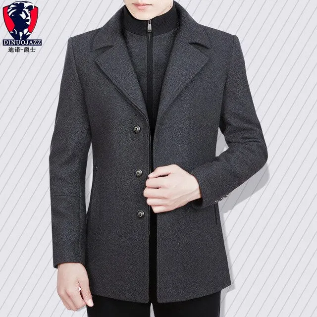 Woolen Cloth Long Fund Windbreaker winter wool Man Double-deck Lead Overcoat Quinquagenarian Leisure Time Wool Overcoat