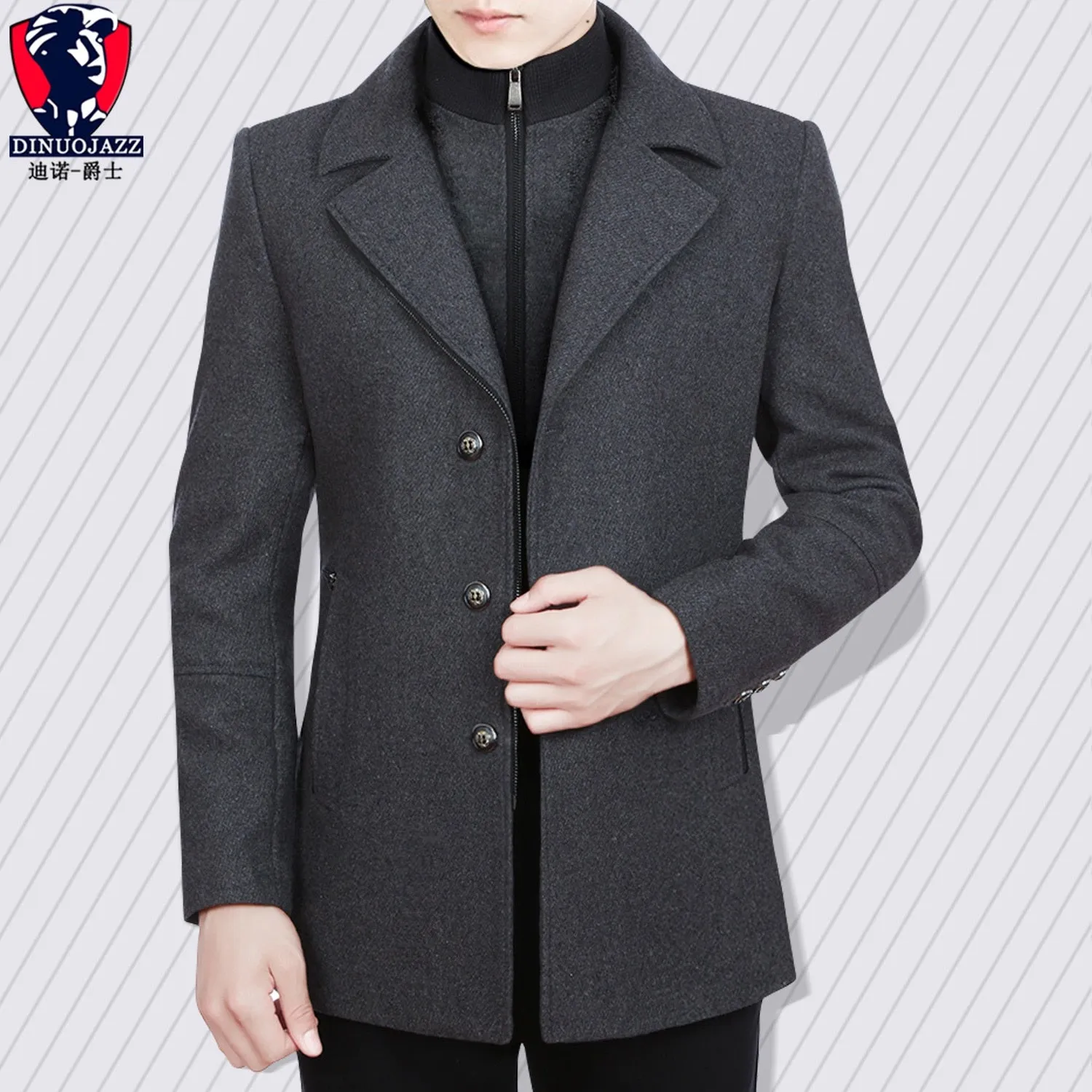 Woolen Cloth Long Fund Windbreaker winter wool Man Double-deck Lead Overcoat Quinquagenarian Leisure Time Wool Overcoat
