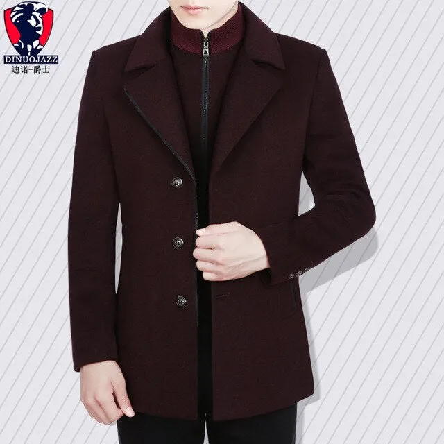 Woolen Cloth Long Fund Windbreaker winter wool Man Double-deck Lead Overcoat Quinquagenarian Leisure Time Wool Overcoat