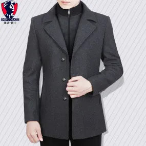 Woolen Cloth Long Fund Windbreaker winter wool Man Double-deck Lead Overcoat Quinquagenarian Leisure Time Wool Overcoat
