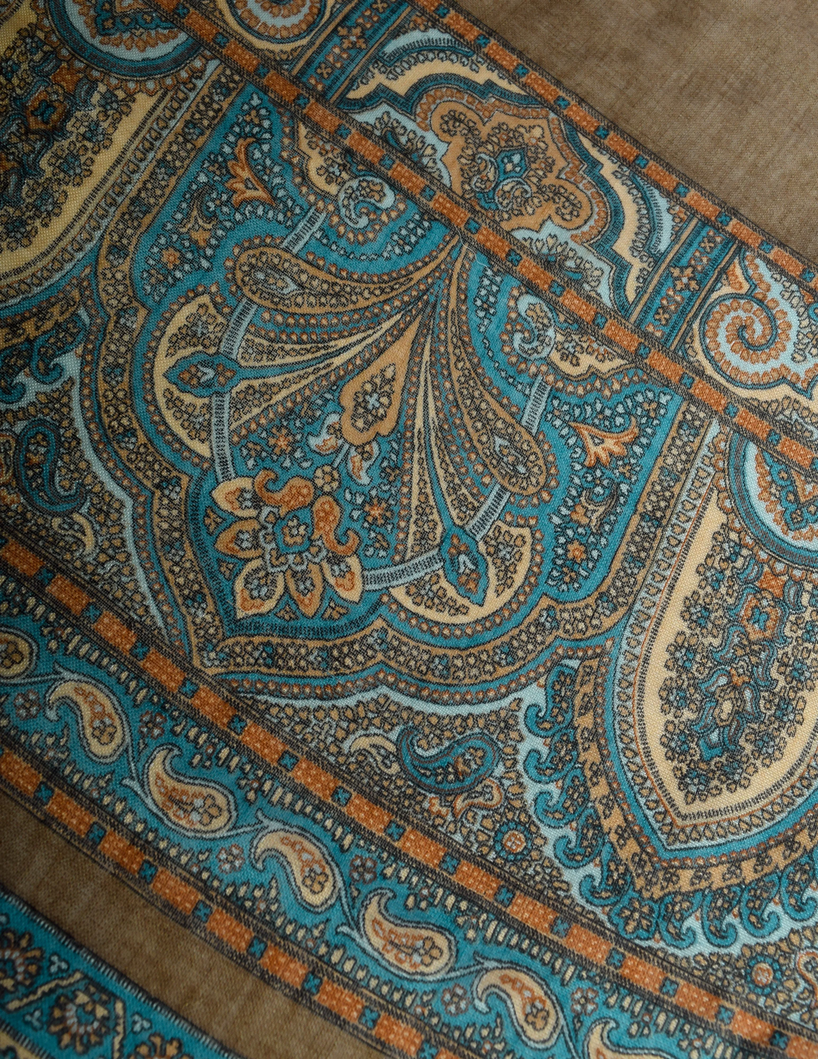 Yves Saint Laurent Vintage 1976 Russian Collection Green Paisley Oversized Wool Scarf